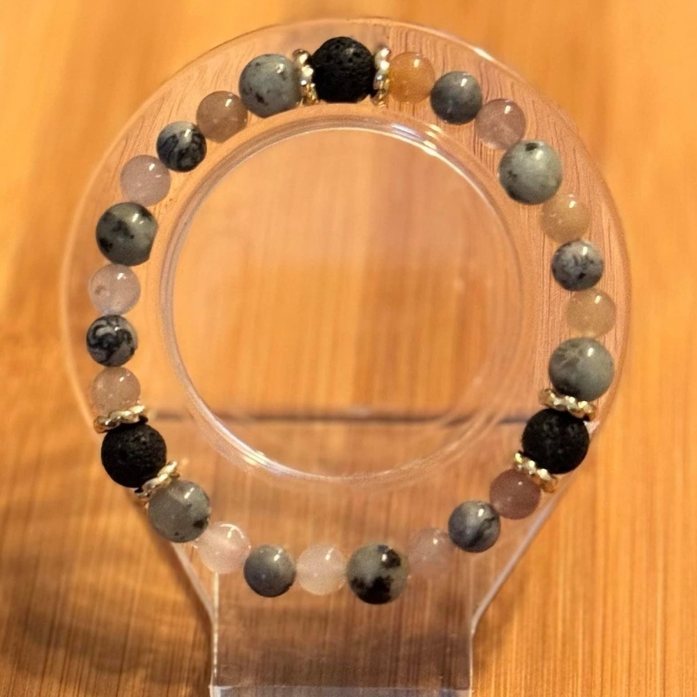 Natural Stone and Lava Bead Bracelet